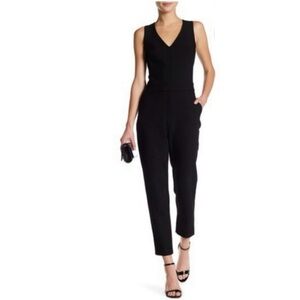 TRINA TURK Solid Black Jumpsuit Peekaboo Back